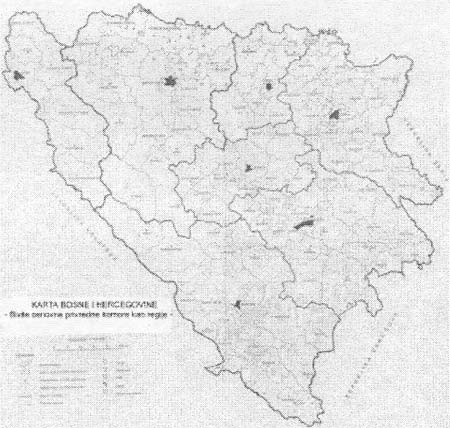 Sl. 2: Podruja osnovnih privrednih komora kao regije