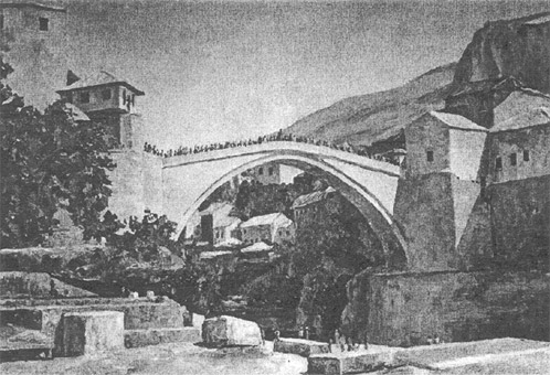 Slavko Medunić: Mostar, ulje na platnu